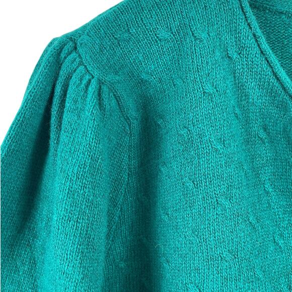 Vintage Lambswool Angora Blend Cardigan Puff Sleeve Holiday Cottage Core Small - Picture 7 of 10